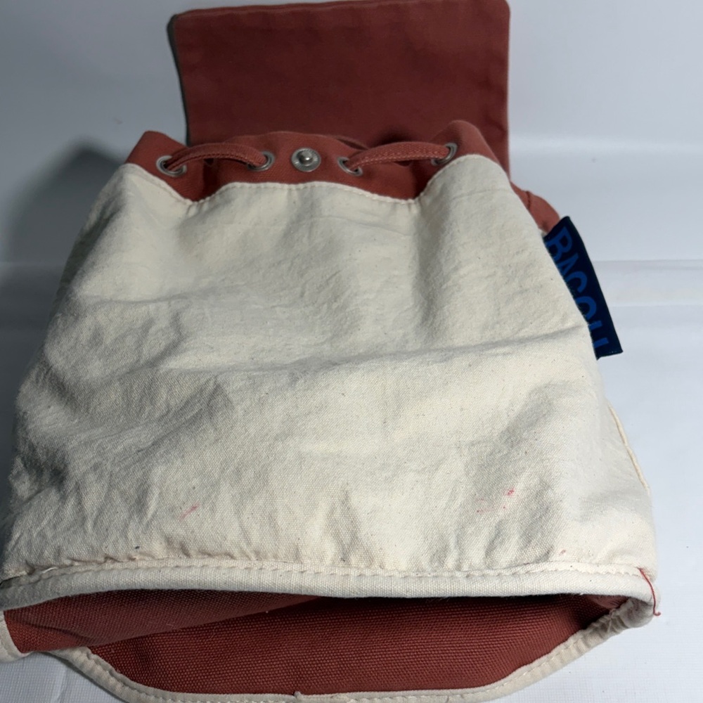 Baggu Mini Drawstring Canvas Backpack Terracotta … - image 9